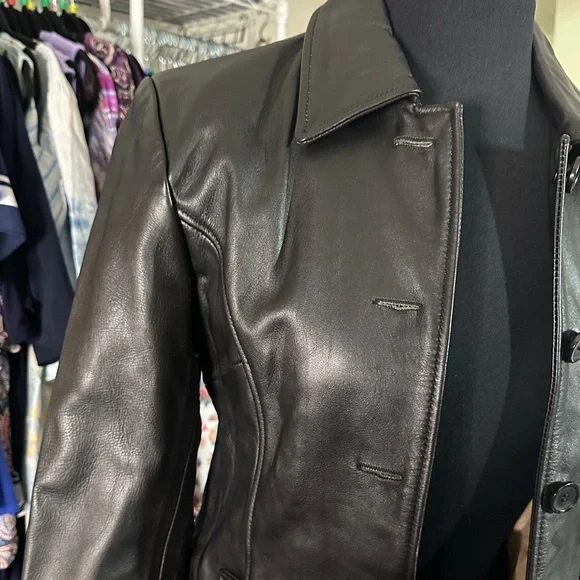 Jim and Mary Lou Black 100% Leather Jacket Vintage XS - Picture 3 of 11